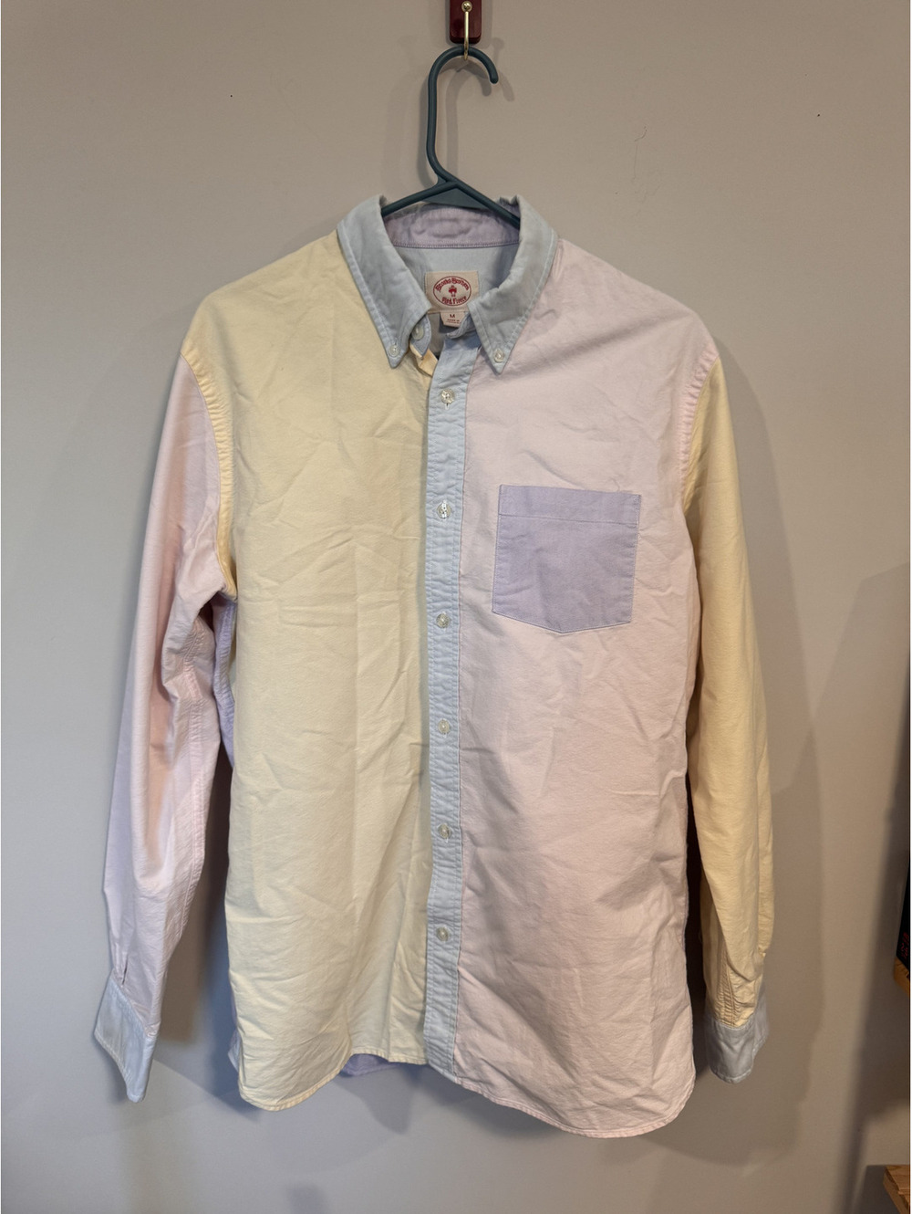 Brooks Brothers Red Fleece Fun Shirt Mens Pastel Colorblock Oxford Button Down M